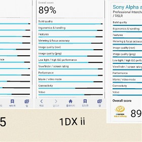 Dpreview D5, 1DX ii, A9 